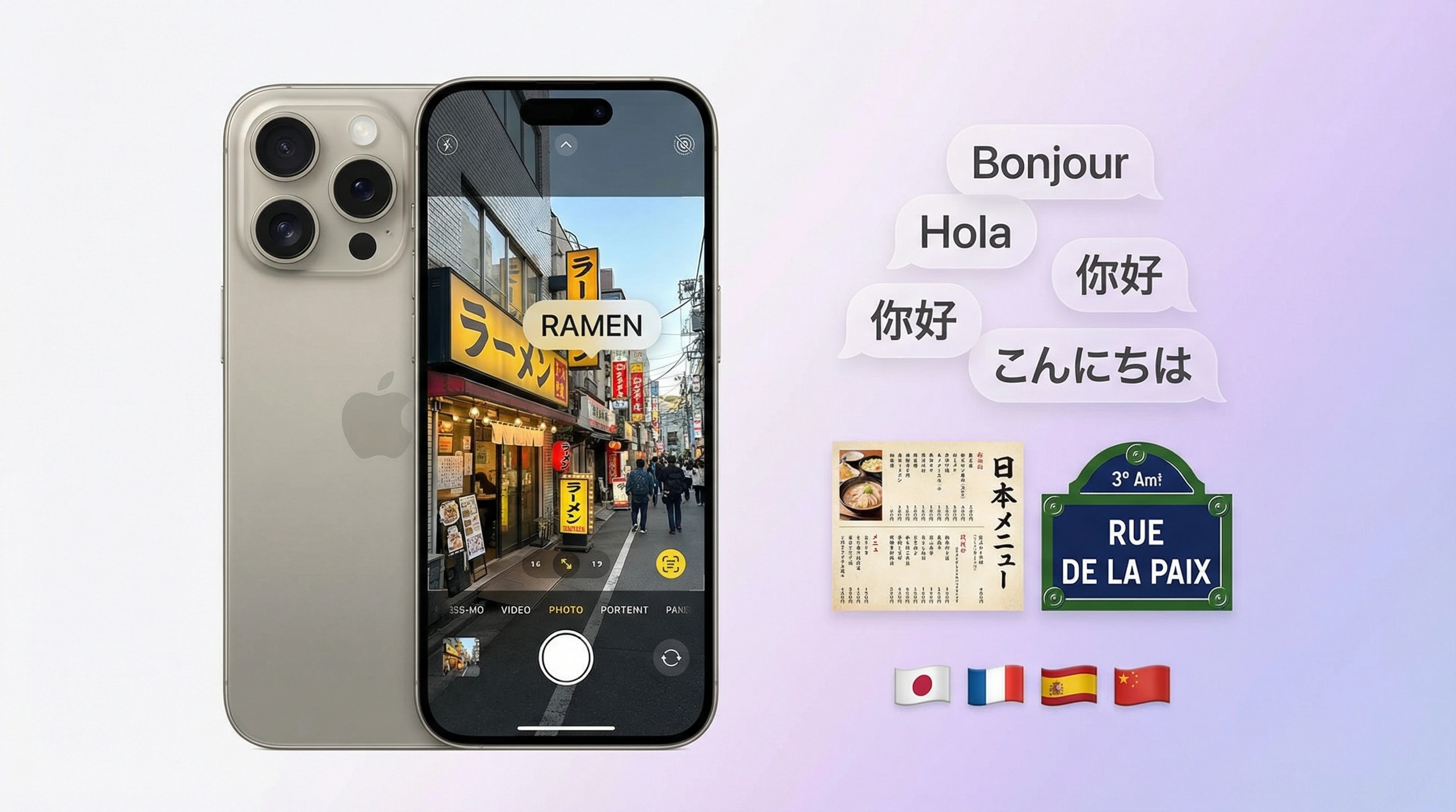 AI image translation app on iPhone translating text from a photo of a sign in a foreign language