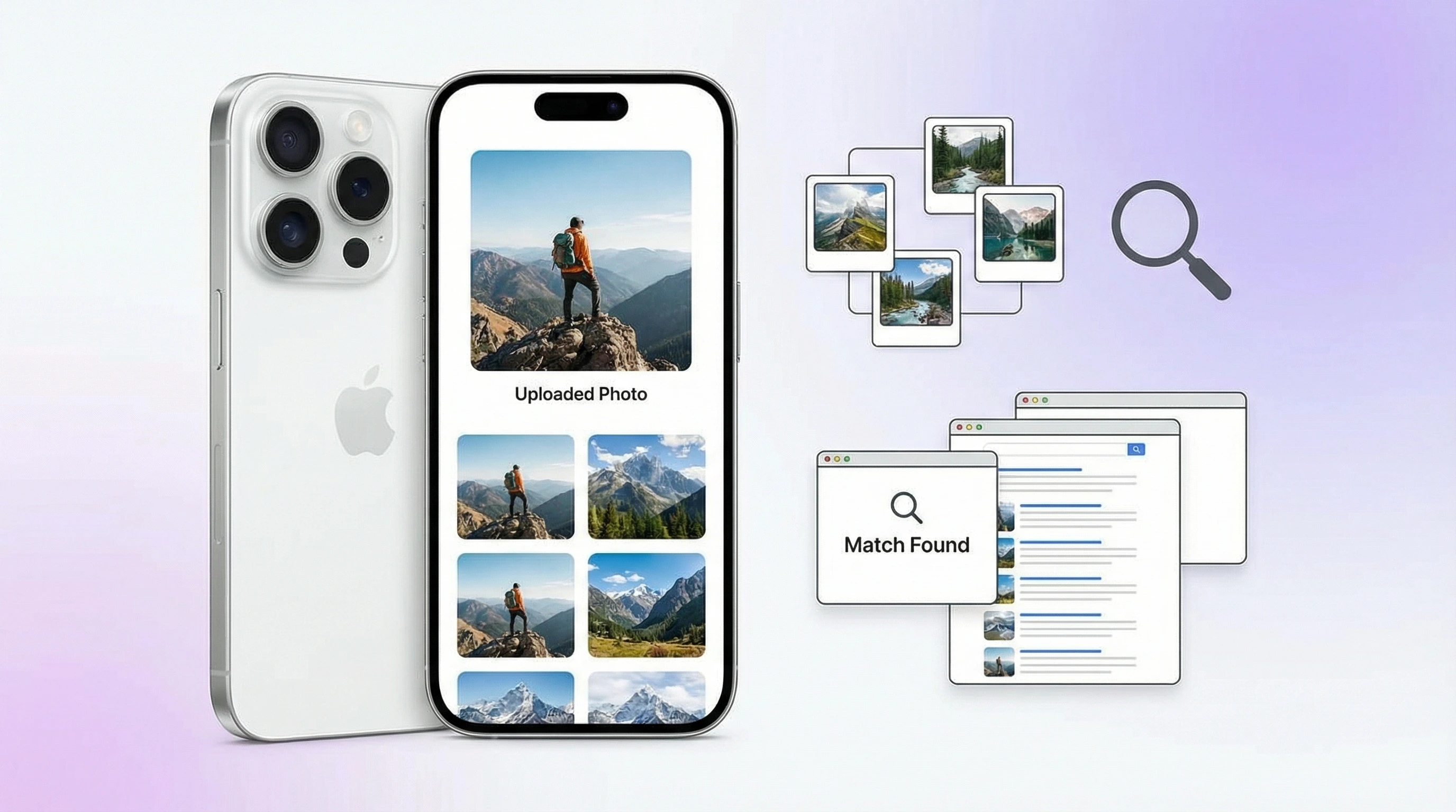 AI reverse image search on iPhone finding visually similar images and sources across the web